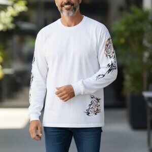 Buell White Long Sleeve Graphic Tee